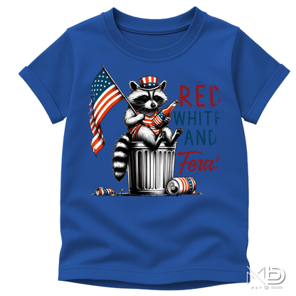 Red White & Feral Raccoon Shirt | Funny Patriotic Trash Panda Fourth of July Tee