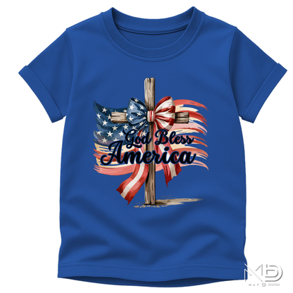 God Bless America Cross Shirt | Patriotic Christian Cross Tee | Faith & Freedom Graphic T-Shirt