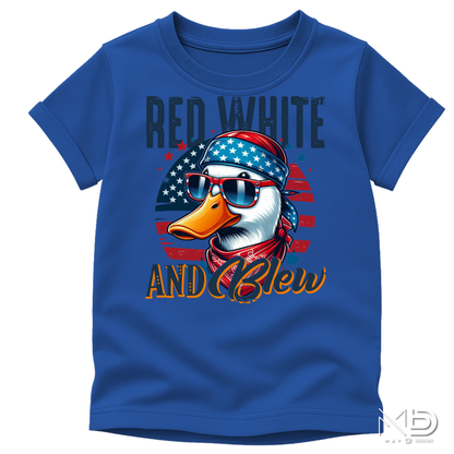 Red White & Blew Funny Patriotic Duck Shirt | USA Waterfowl Graphic Tee | Fourth of July Humor Shirt