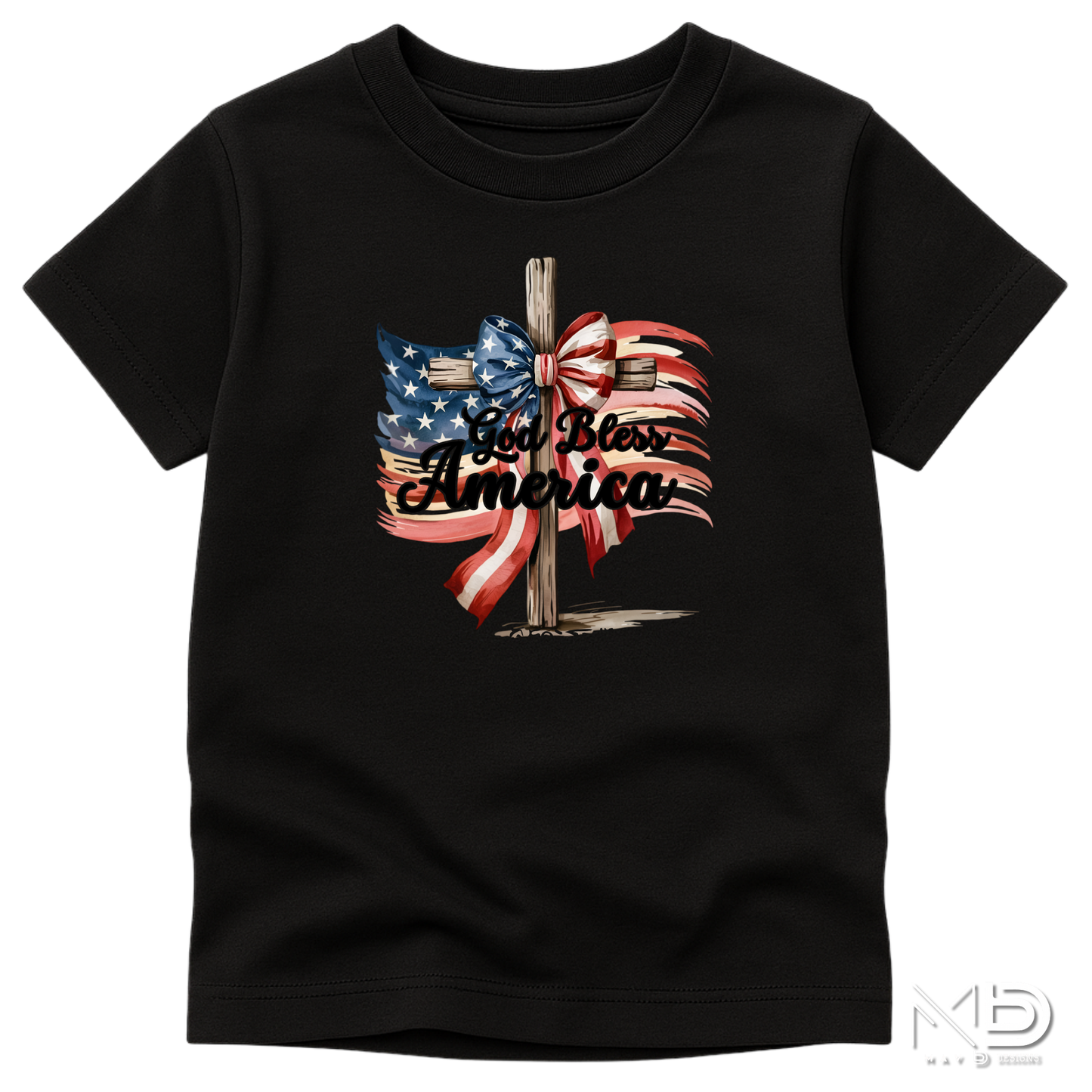 God Bless America Cross Shirt | Patriotic Christian Cross Tee | Faith & Freedom Graphic T-Shirt