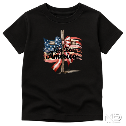 God Bless America Cross Shirt | Patriotic Christian Cross Tee | Faith & Freedom Graphic T-Shirt