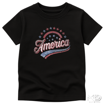 Vintage America Patriotic Shirt | Retro USA Graphic Tee | Distressed Red White Blue Independence Day Shirt