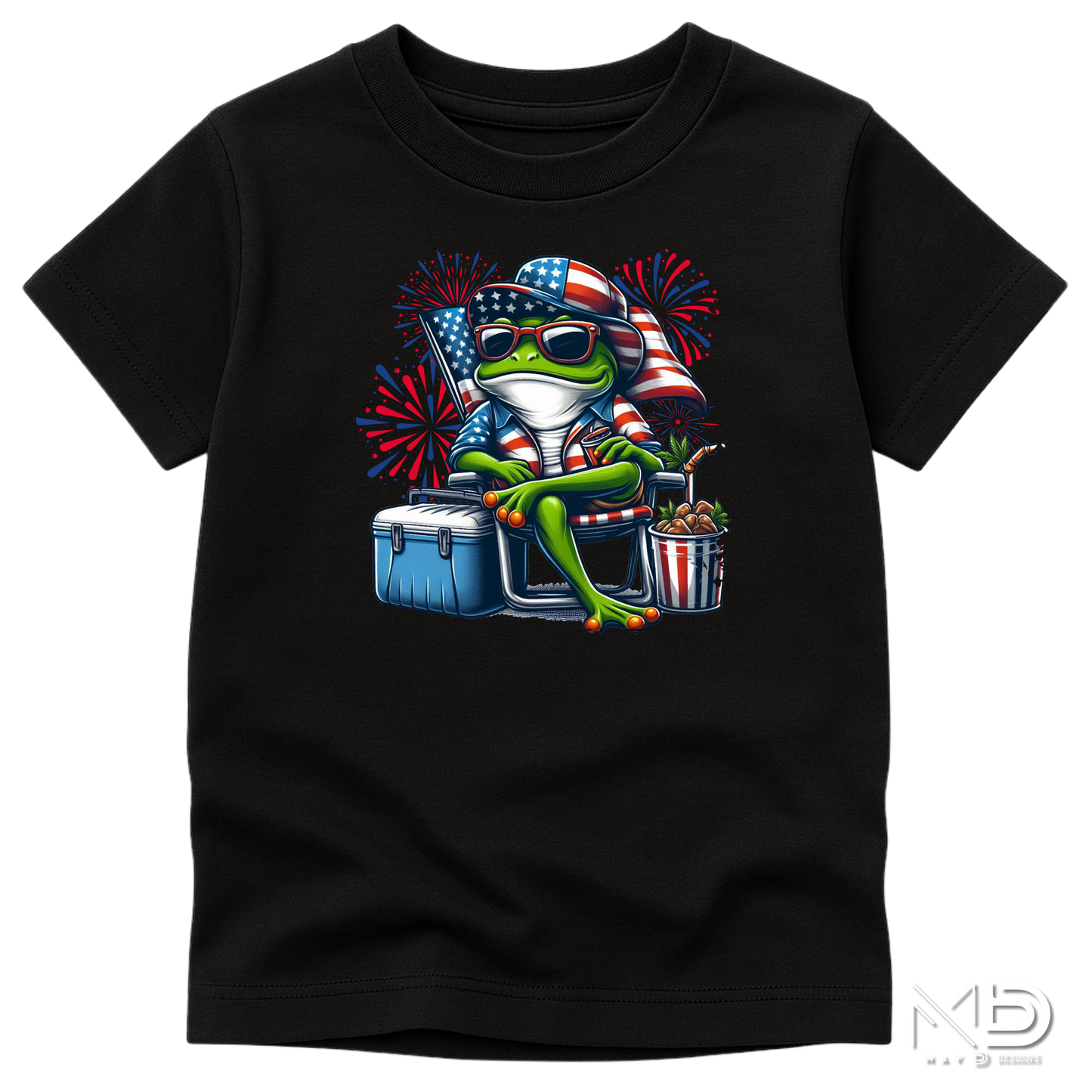 Patriotic Beach Frog Shirt | Funny Fourth of July Frog Tee | Red White Blue Summer Graphic Shirt