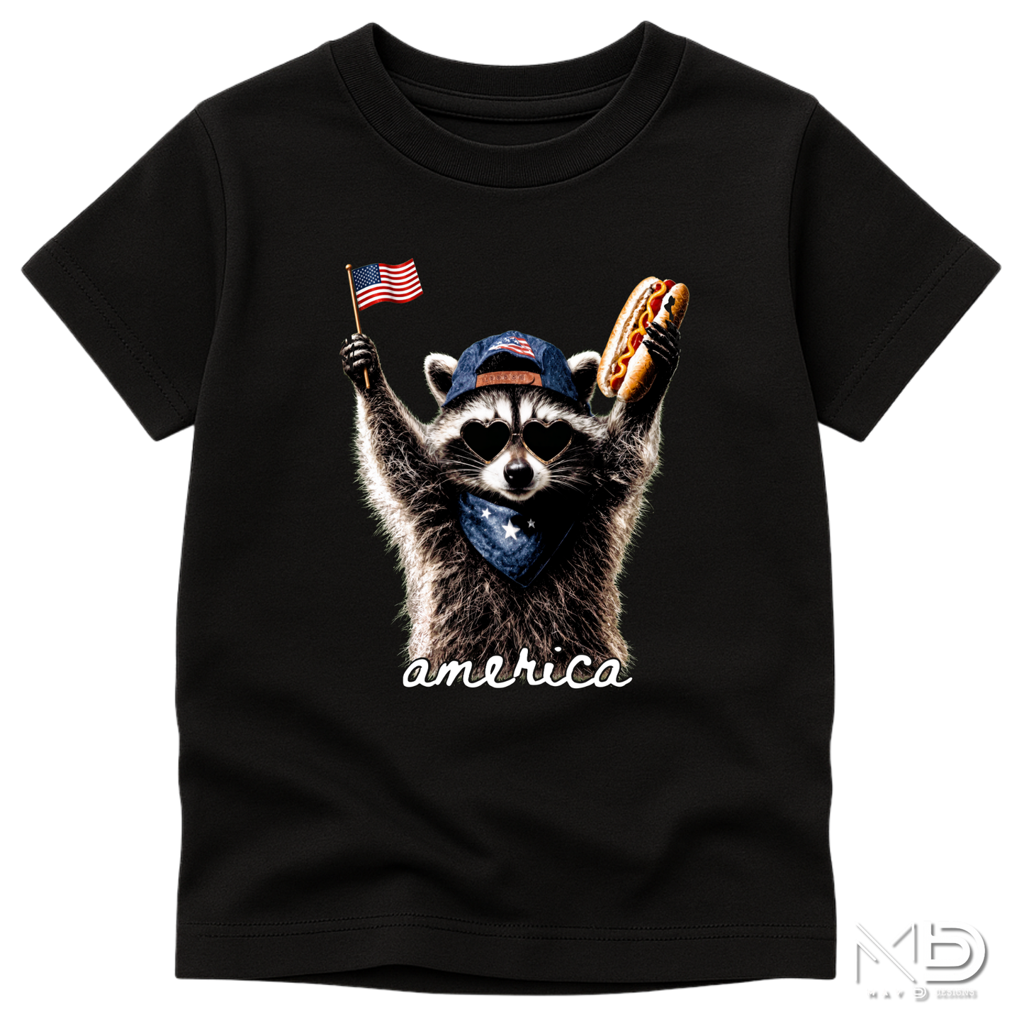 Patriotic Raccoon Hot Dog Shirt | Funny America Graphic Tee | Fourth of July Raccoon Shirt