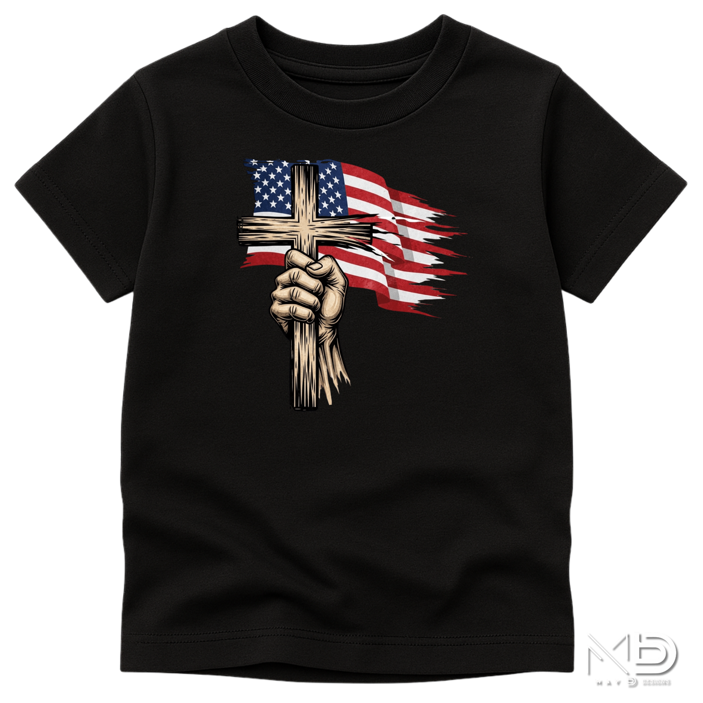 Patriotic Cross Shirt | Christian American Flag Cross Tee | Faith & Freedom Graphic T-Shirt