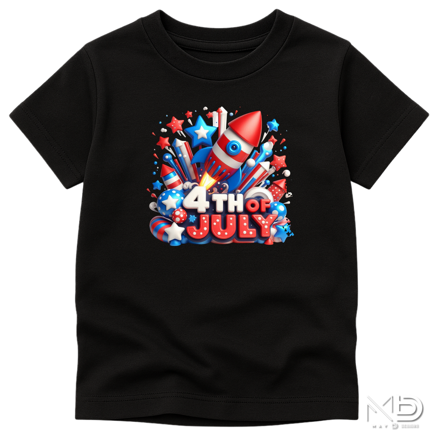 4th of July Rocket Shirt | Patriotic Fireworks Graphic Tee | Kids Independence Day USA Shirt