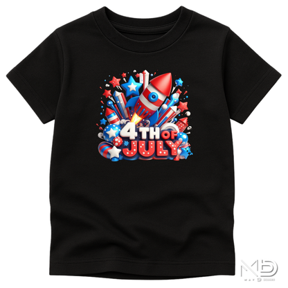 4th of July Rocket Shirt | Patriotic Fireworks Graphic Tee | Kids Independence Day USA Shirt