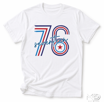 Seventy Six Patriotic Shirt | 1776 America Graphic Tee | Retro Independence Day USA Shirt