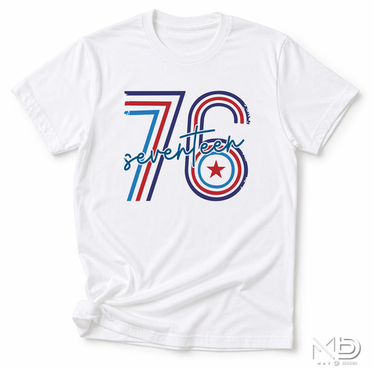 Seventy Six Patriotic Shirt | 1776 America Graphic Tee | Retro Independence Day USA Shirt