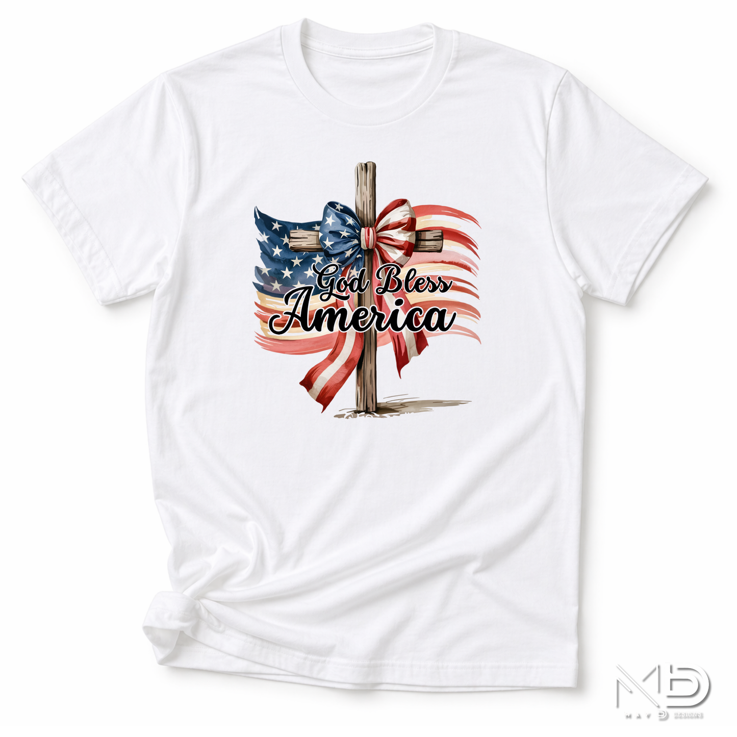 God Bless America Cross Shirt | Patriotic Christian Cross Tee | Faith & Freedom Graphic T-Shirt
