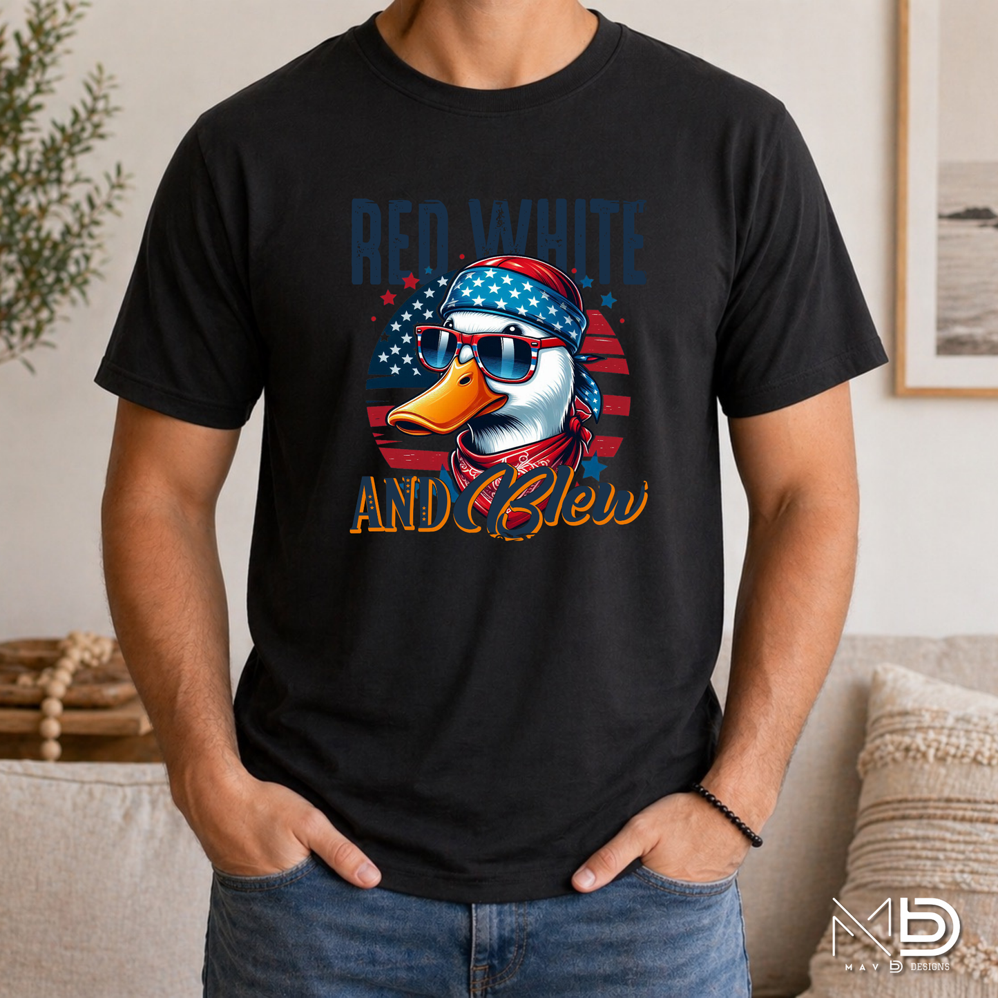 Red White & Blew Funny Patriotic Duck Shirt | USA Waterfowl Graphic Tee | Fourth of July Humor Shirt