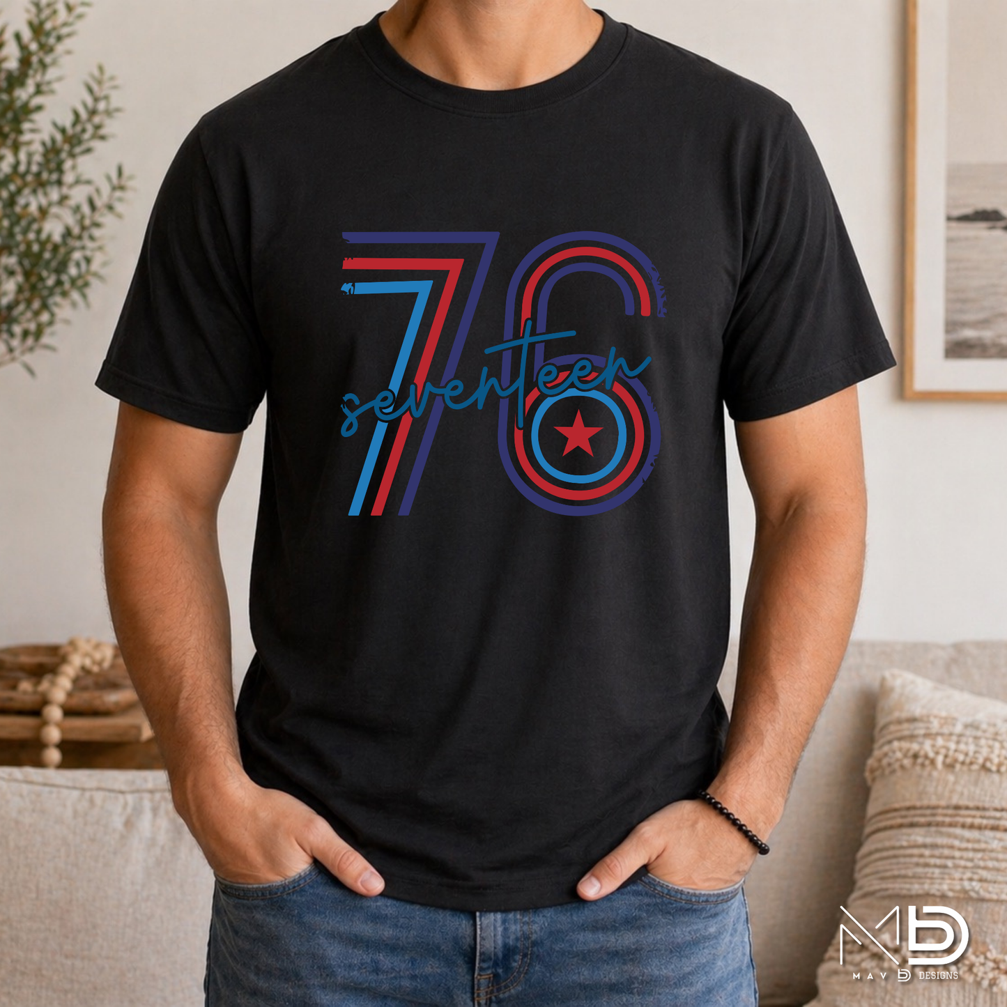 Seventy Six Patriotic Shirt | 1776 America Graphic Tee | Retro Independence Day USA Shirt