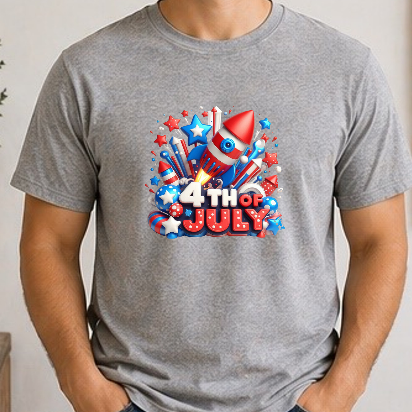 4th of July Rocket Shirt | Patriotic Fireworks Graphic Tee | Kids Independence Day USA Shirt