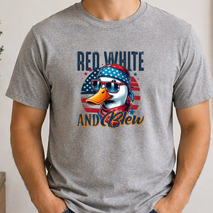 Red White & Blew Funny Patriotic Duck Shirt | USA Waterfowl Graphic Tee | Fourth of July Humor Shirt