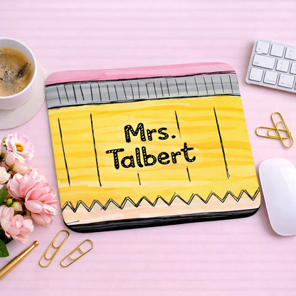 Personalized Teacher Mouse Pad - Doodle Pencil