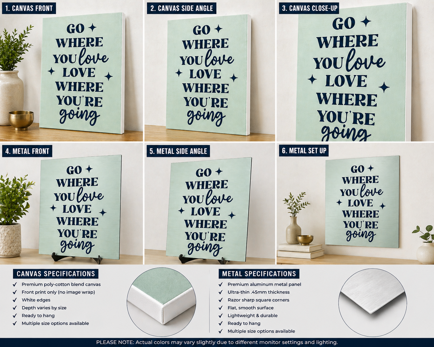 “Go Where You Love” Metal & Canvas Print – Minimalist Inspirational Wall Art