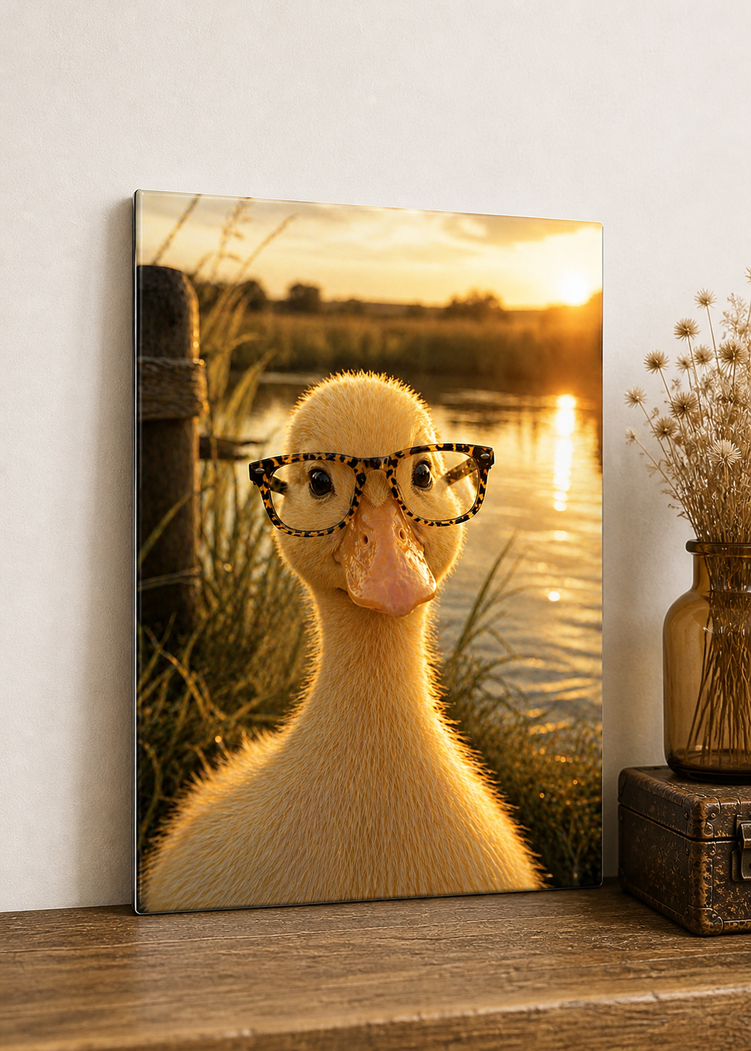 Golden Hour Duck Canvas & Metal Print – Sunset Farmhouse Wall Art