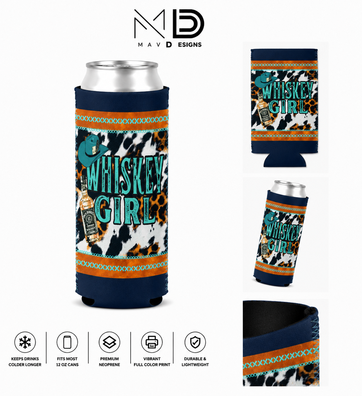 Whiskey Girl | 12 oz Tall Skinny Can Koozie