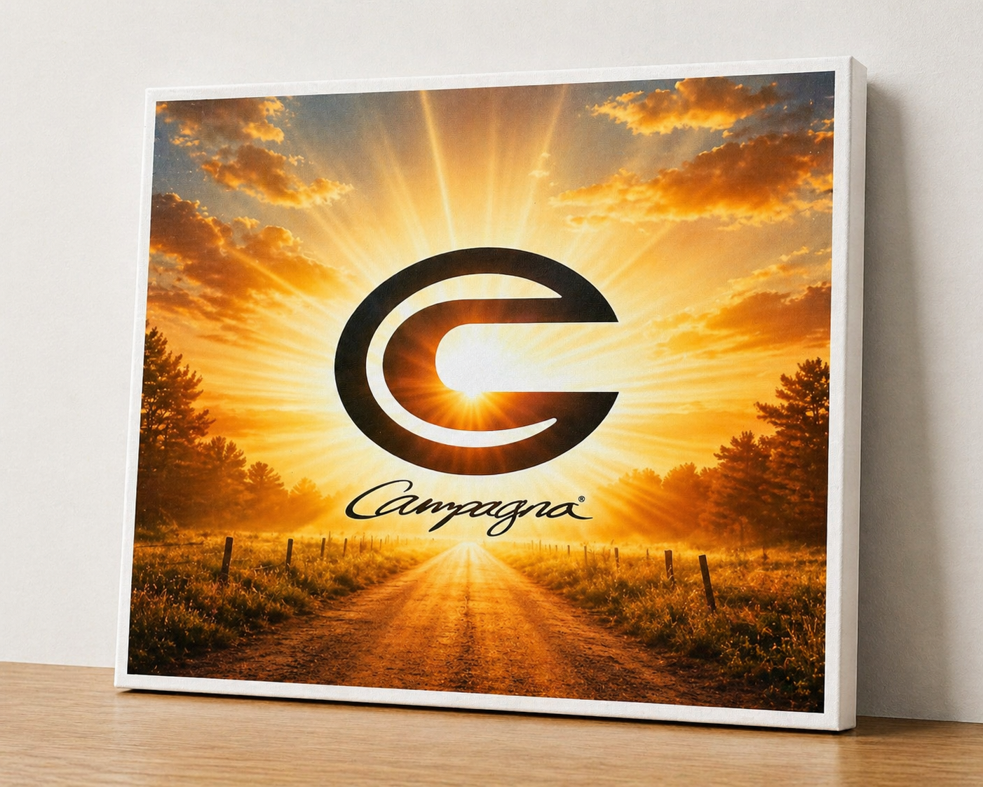 Campagna Sunset Canvas & Metal Print – Modern Logo Landscape Wall Art