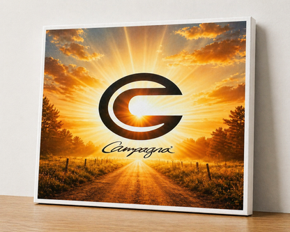 Campagna Sunset Canvas & Metal Print – Modern Logo Landscape Wall Art