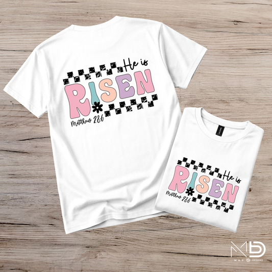 He Is Risen Checkered Tee
