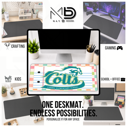 Personalized Deskmat | Carmel Elementary Colts | Custom School Designs | Pastel Checkered {MULTIPLE OPTIONS}