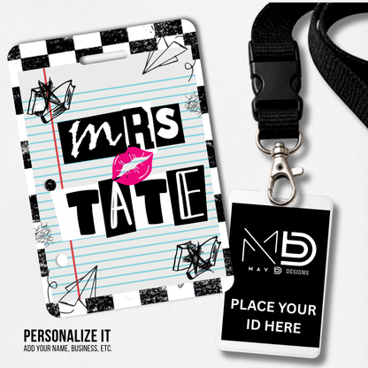 Personalized Teacher ID Badge Holder - Checkered Mean Girls Teacher