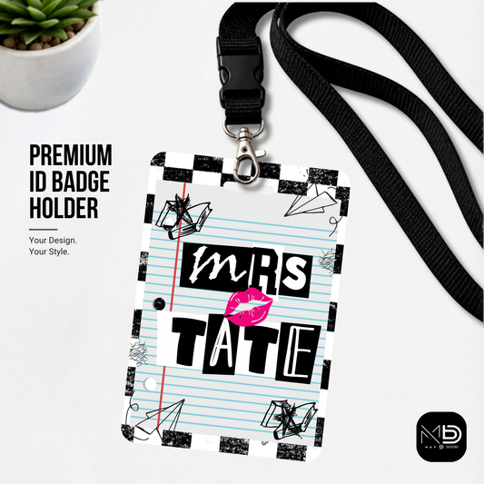 Personalized Teacher ID Badge Holder - Checkered Mean Girls Teacher