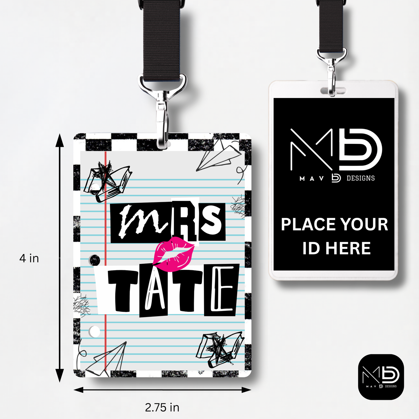 Personalized Teacher ID Badge Holder - Checkered Mean Girls Teacher