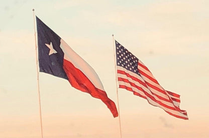 Texas & American Flag Wall Art – Metal Print or Canvas – Patriotic Western Decor – USA Flag Artwork – Multiple Sizes