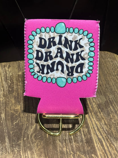 Vibrant Pink Drink Drank Drunk | 12 oz Can Koozie