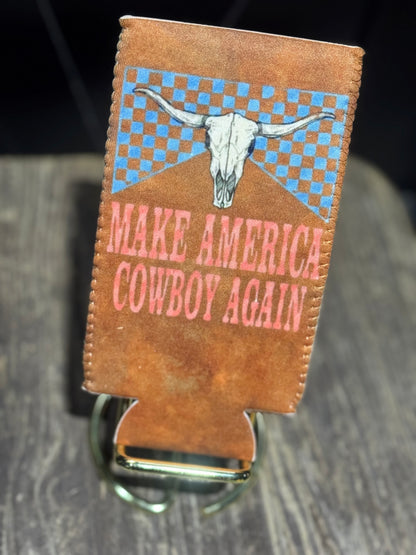 Make America Cowboy Again | 12 oz Tall Skinny Can Koozie