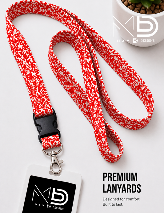 Red Composition Lanyard – Breakaway ID Badge Holder | Durable Strap for Work, Keys & Everyday Use