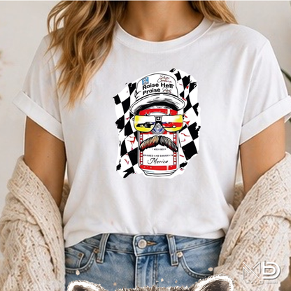 Raise Hell Praise Dale Shirt | Patriotic Racing Beer Can Tee | Redneck America Graphic Shirt