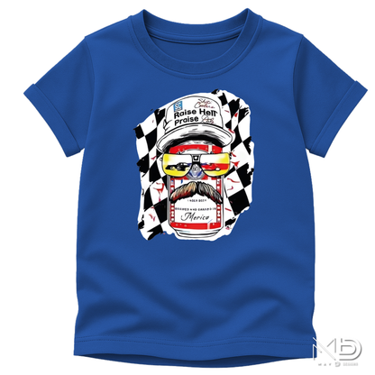 Raise Hell Praise Dale Shirt | Patriotic Racing Beer Can Tee | Redneck America Graphic Shirt