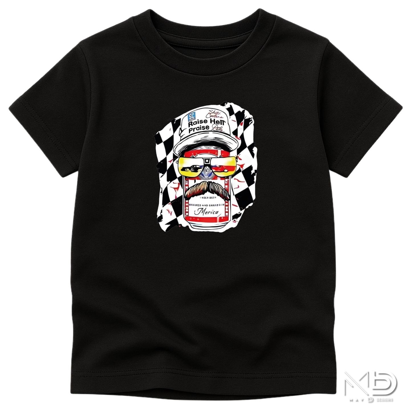 Raise Hell Praise Dale Shirt | Patriotic Racing Beer Can Tee | Redneck America Graphic Shirt