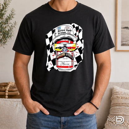 Raise Hell Praise Dale Shirt | Patriotic Racing Beer Can Tee | Redneck America Graphic Shirt