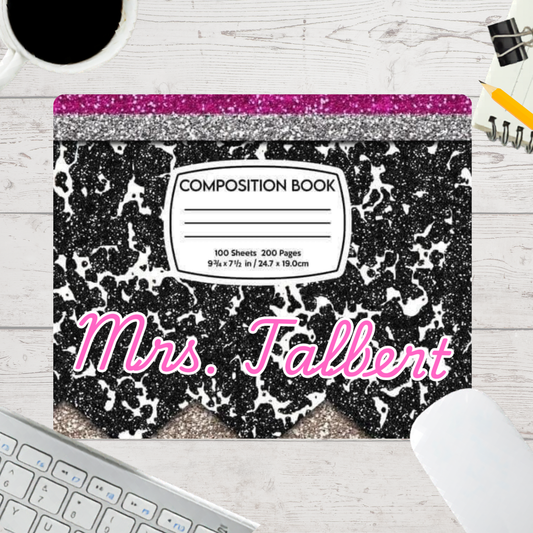 Personalized Teacher Mouse Pad - Sparkle Composition Pencil
