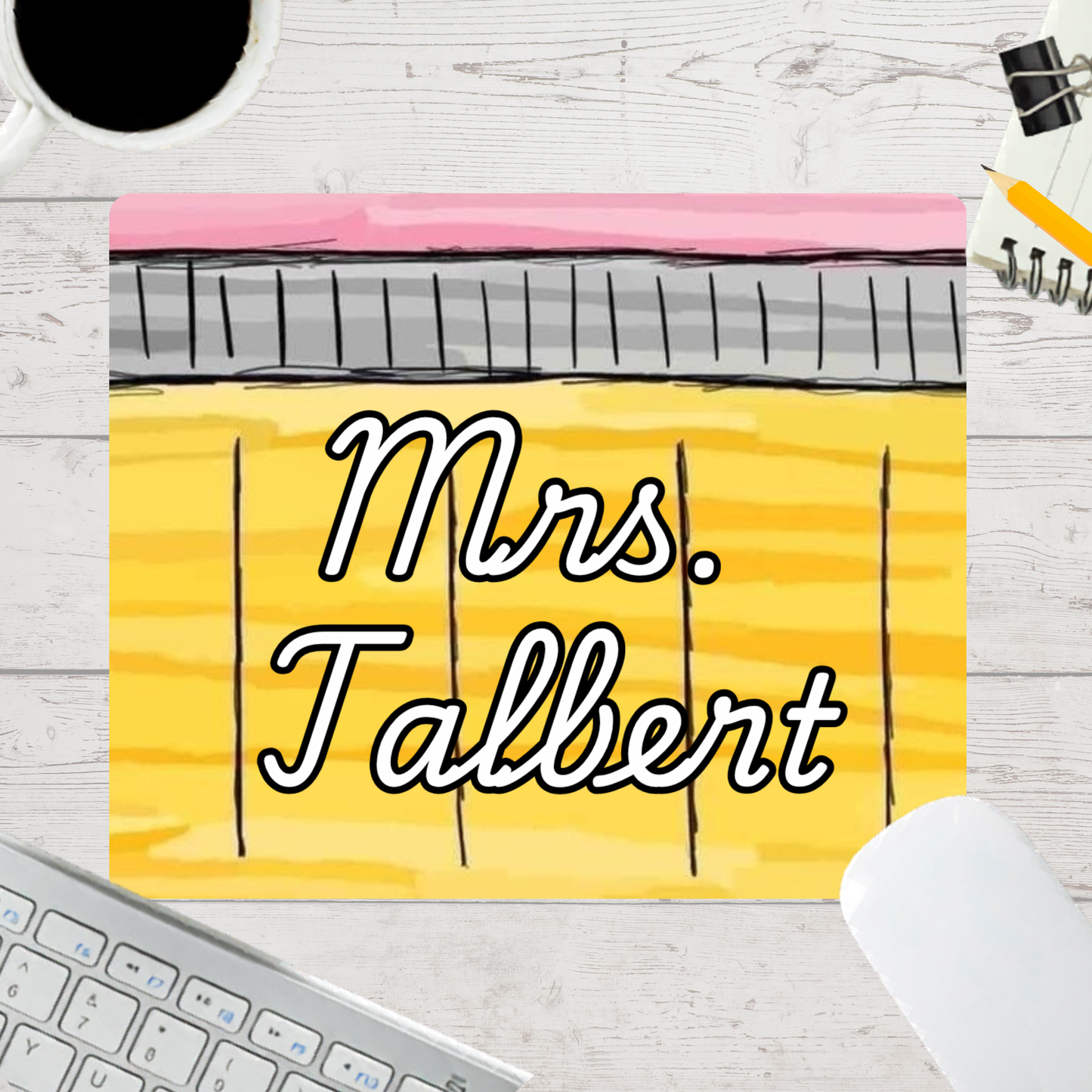 Personalized Teacher Mouse Pad - Doodle Pencil