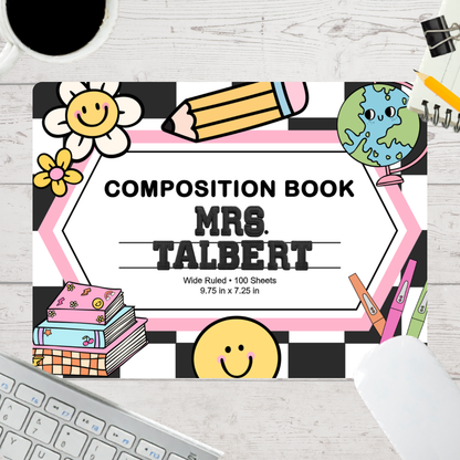 Personalized Teacher Mouse Pad - Groovy Comp Book