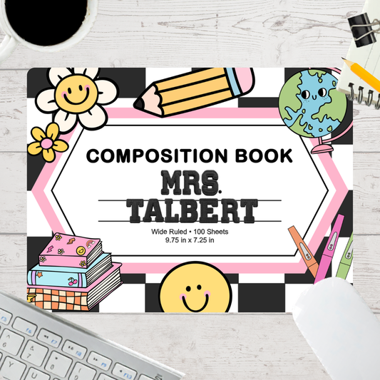 Personalized Teacher Mouse Pad - Groovy Comp Book