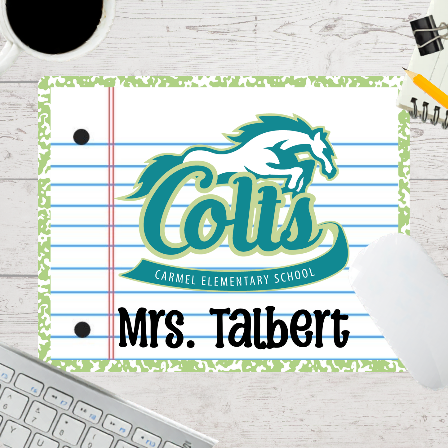 Personalized Teacher Mouse Pad - Carmel Elementary Colts