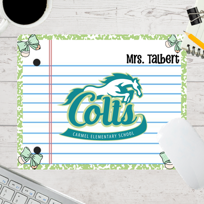 Personalized Teacher Mouse Pad - Carmel Elementary Colts