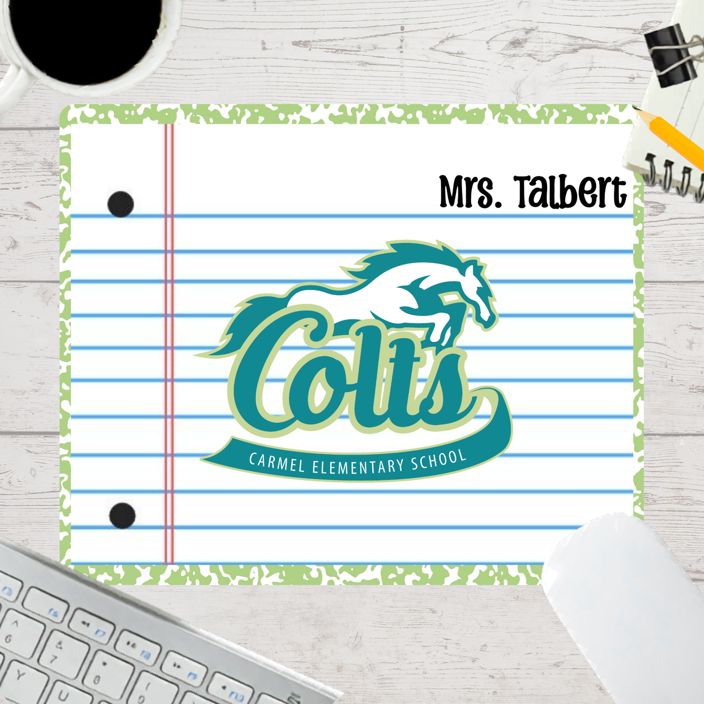Personalized Teacher Mouse Pad - Carmel Elementary Colts