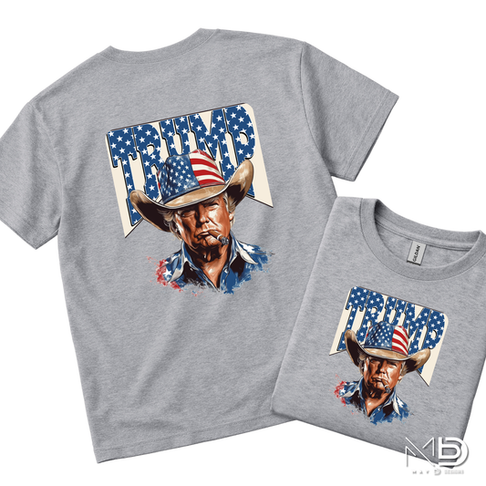 Trump Cowboy Shirt | Patriotic Western Graphic Tee | America First Country Style T-Shirt