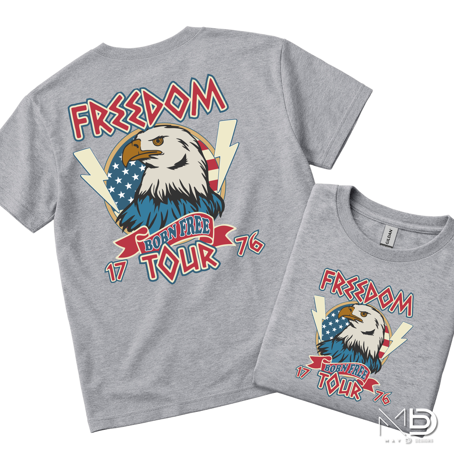 Freedom Born Free Tour 1776 Shirt | Patriotic Eagle Fourth of July Tee | Vintage America Graphic T-Shirt