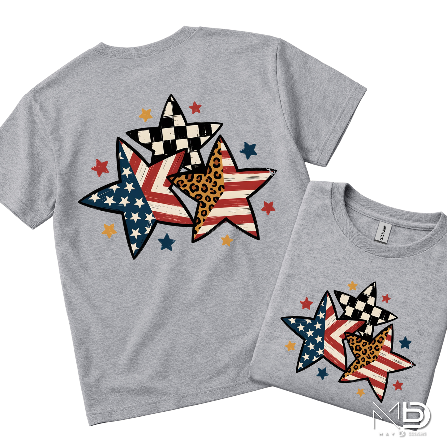 Patriotic Stars Shirt | USA Flag & Leopard Print Graphic Tee