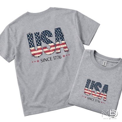 USA Since 1776 Shirt | Vintage American Flag Patriotic Graphic Tee