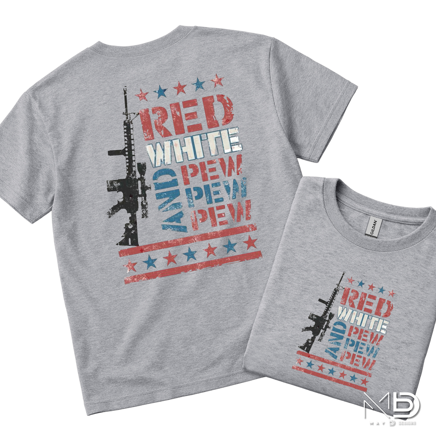 Red White & Pew Pew Shirt | Funny Patriotic Graphic Tee