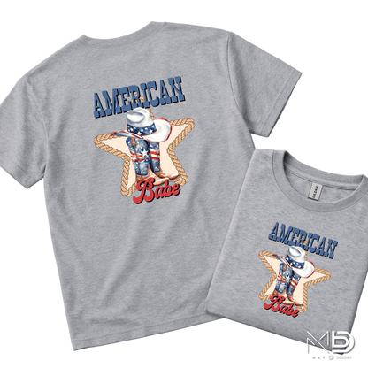 American Babe Shirt | Patriotic Cowgirl Boots & Cowboy Hat Graphic Tee